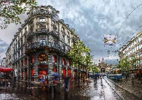 Bahnhofstrasse, Zürich, zürich, zuerich, outdoors, urban, street, city, town, switzerland, swiss, cityscape, road, buildings