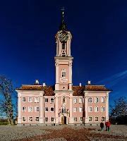 Birnau, Baroque Jewel on the Bodensee, europe, germany, lake, constance, birnau, abbey, church, pink, baroque, exterior, facade, tower, clock