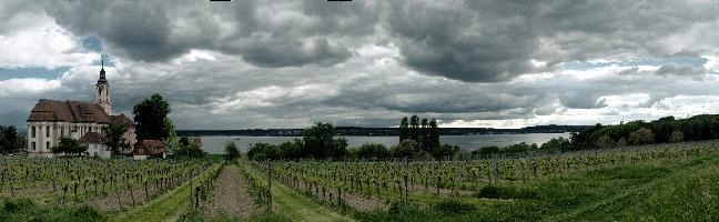 Birnau and Moody Lake, kloster, religion, constance, uhldingen, stormy, church, pink, birnau, christianity, historical, bodensee, dramatic, architecture, baroque, tempest, weather, outdoor, scenery, view, tower, abbey, lake, cloudy, sky, grey, dark