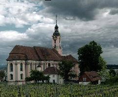 Birnau, uhldingen, abbey, historical, kloster, lake, cloudy, baroque, tempest, bodensee, religion, architecture, deutschland, stormy, tower, birnau, outdoor, christianity, grey, view, dramatic, pink, church, constance, sky, weather, dark, scenery