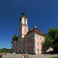 Birnau, birnau, bodesee, constance, kloster, blue sky, germany, abbey, uhldingen, baden-württemberg, bodensee, outdoors, baroque, christianity, summer, catholic, ornate, exterior, lake, church, scenic, sunshine, religion, pink