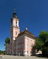 Birnau, kloster, bodesee, constance, germany, blue sky, church, abbey, birnau, baden-württemberg, bodensee, outdoors, baroque, christianity, summer, catholic, ornate, exterior, lake, uhldingen, scenic, sunshine, religion, pink